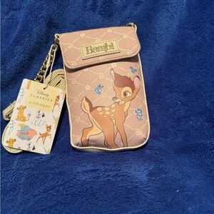 Primark Disney Bambi Pink Crossbody Phone Bag with Gold Chain